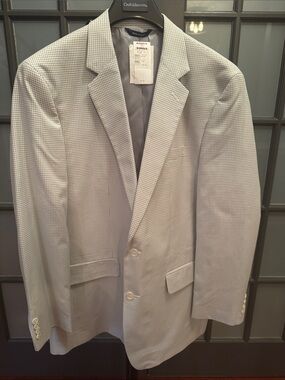 croft & barrow Light Gray Micro-Check Blazer